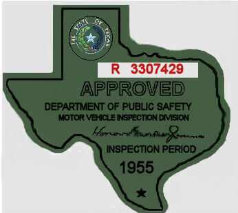1955 Texas Inspection Sticker